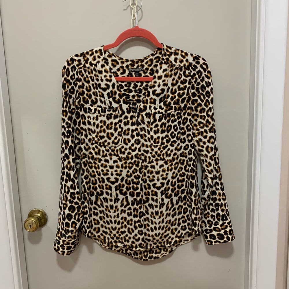 Express Leopard Print Blouse - image 1